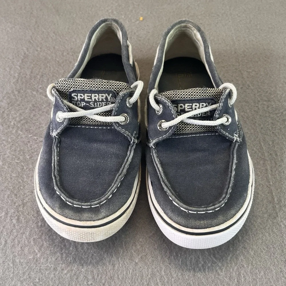 Sperry Halyard Top Sider Navy Blue Canvas Loafer Boat Shoes Size 13.5 Youth Kids